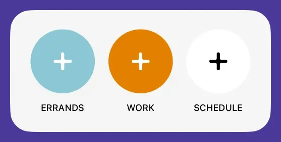 A white widget showing the quick add button with logo or plus icon style