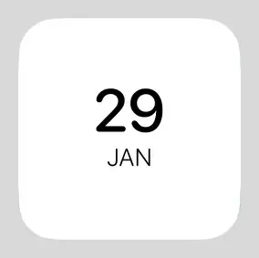A white widget showing the current date with optional month name and alternate calendar