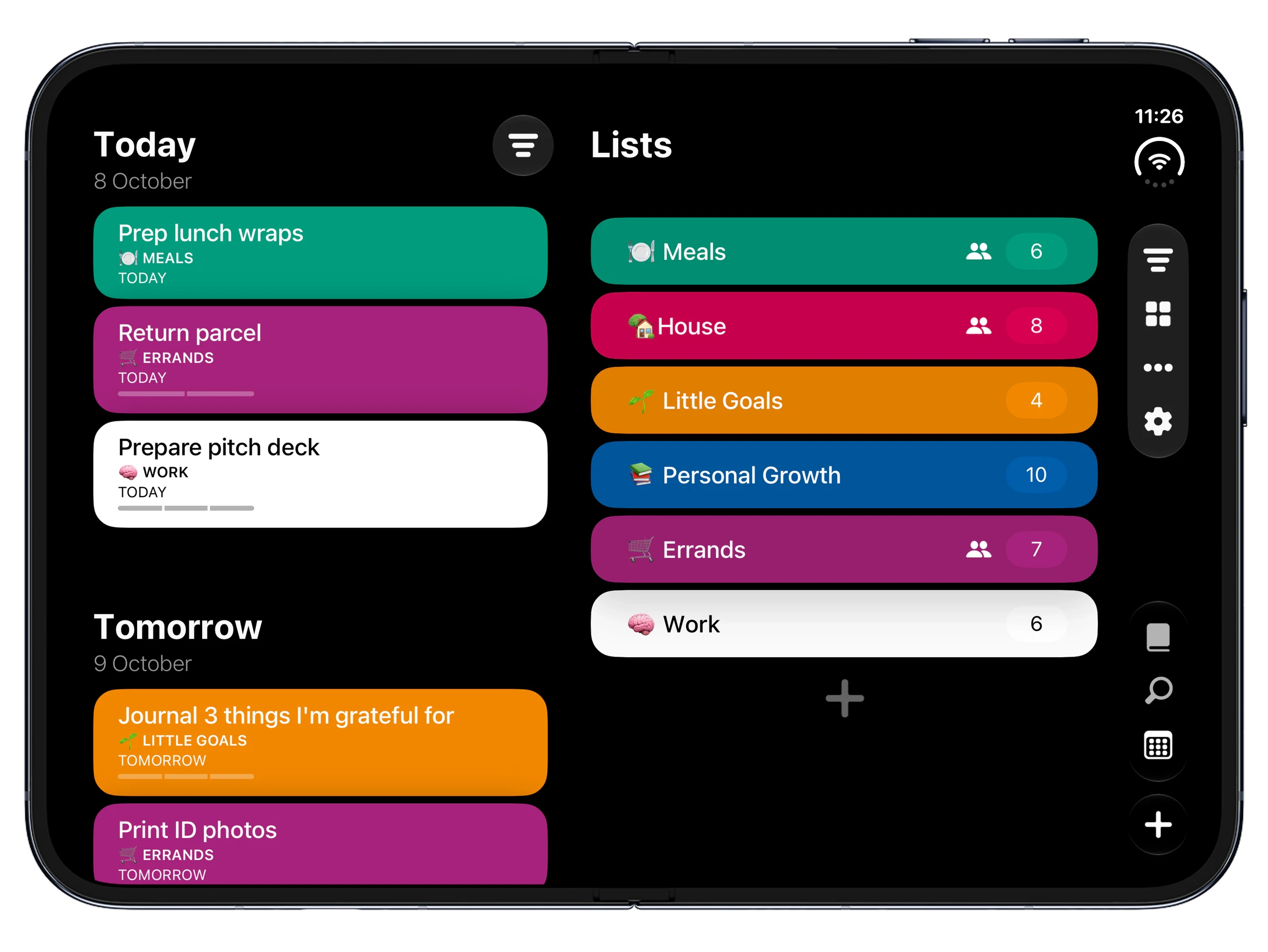 Actions on iPhone Duo, open