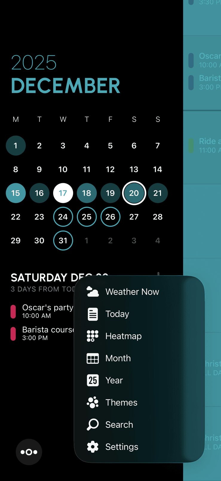 Screenshot of the Quick Menu on iPhone