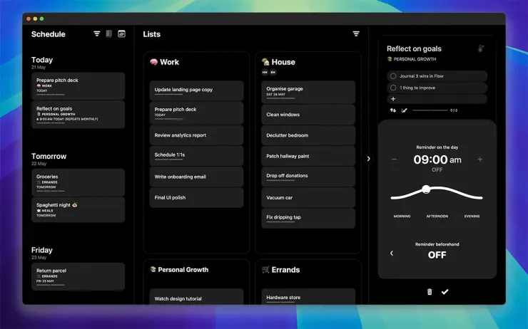 Actions for Mac dashboard