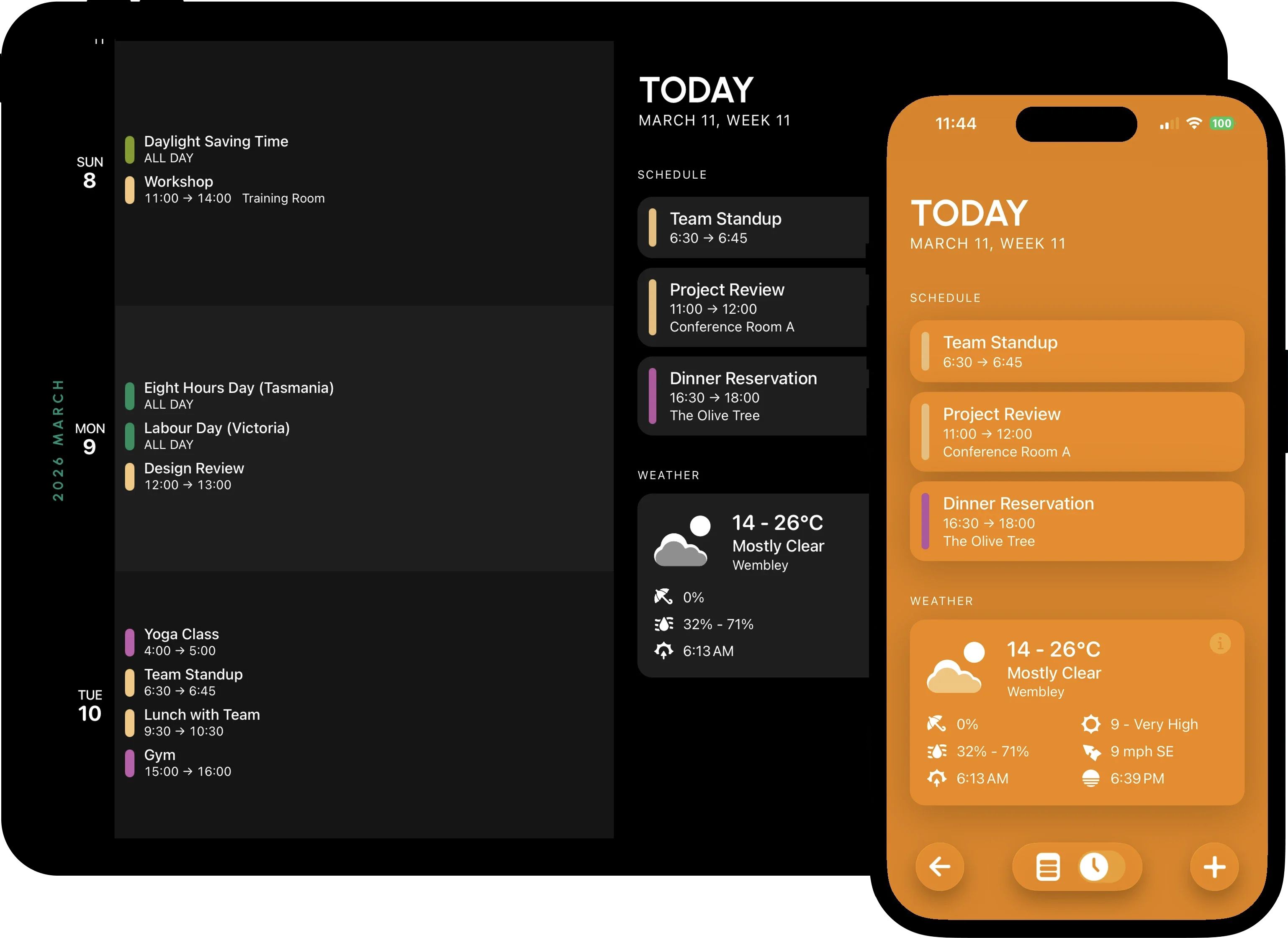 Timepage on iPad and iPhone