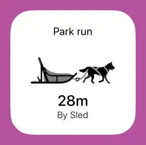 A white widget showing the travel time to the next event