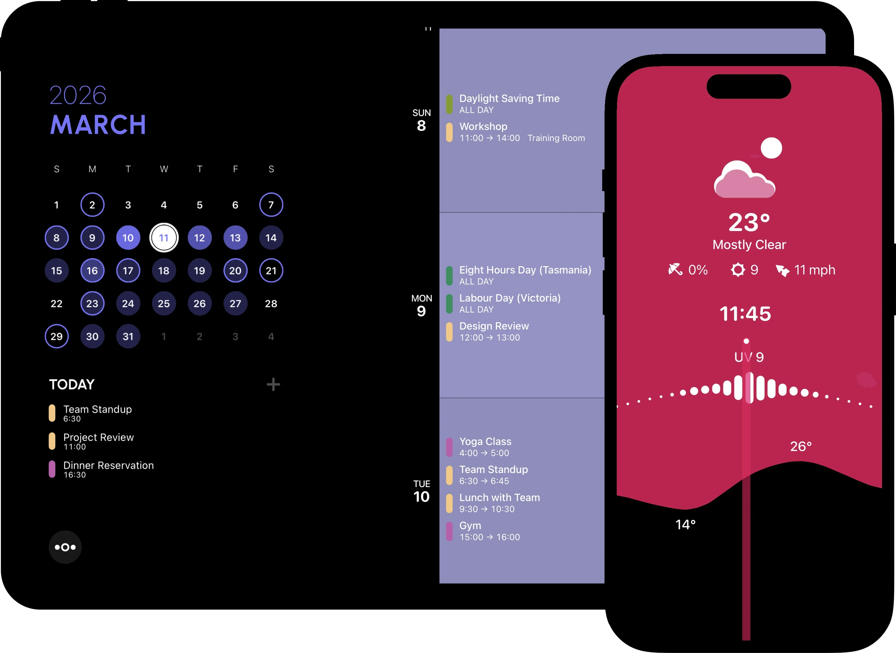 Timepage on iPad and iPhone