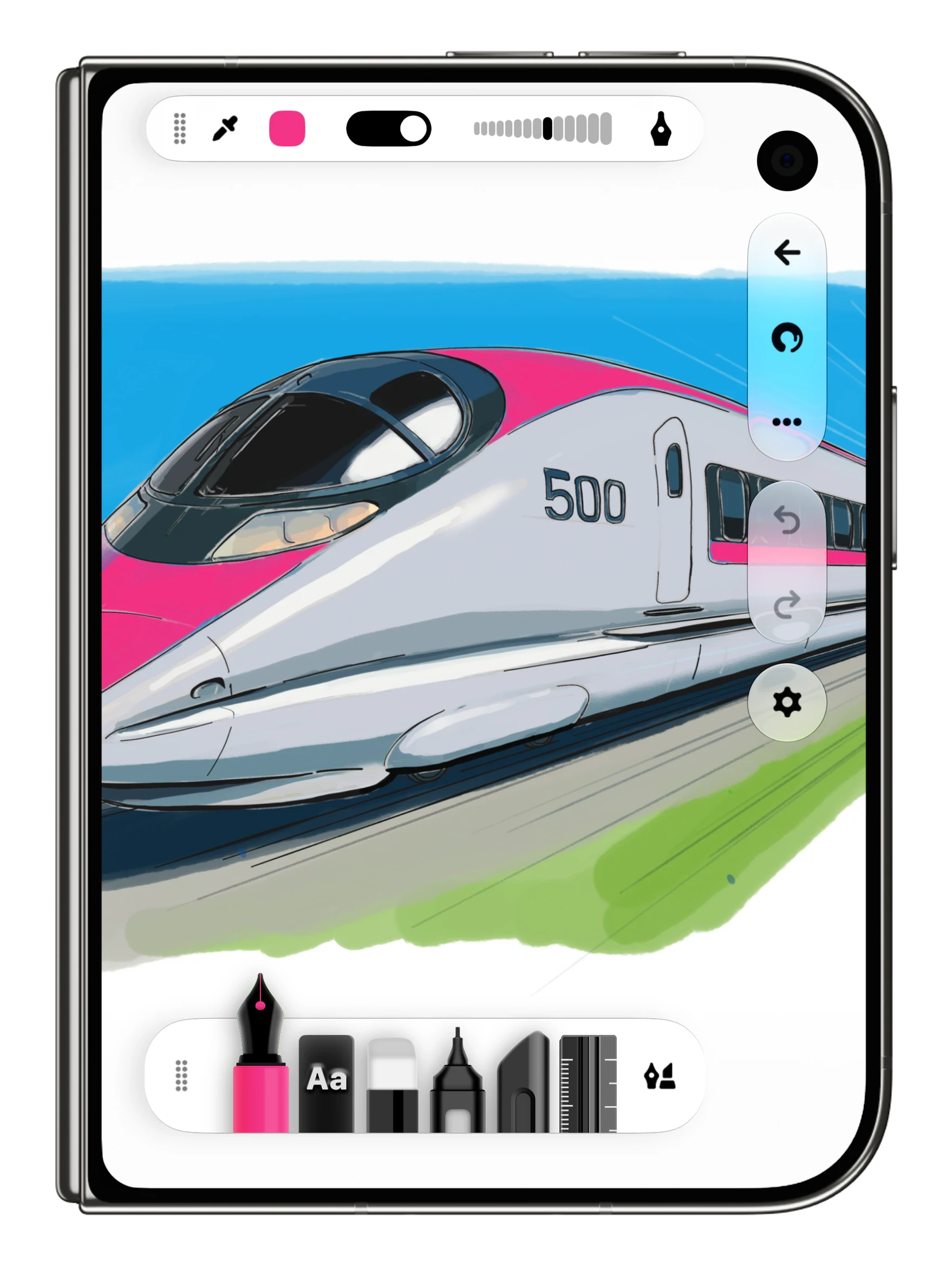 Flow on iPhone Duo: a sketch on the cover display